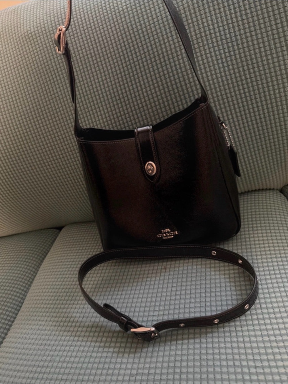 Coach Black with Silver Hadley Purse